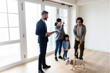 Family viewing a house