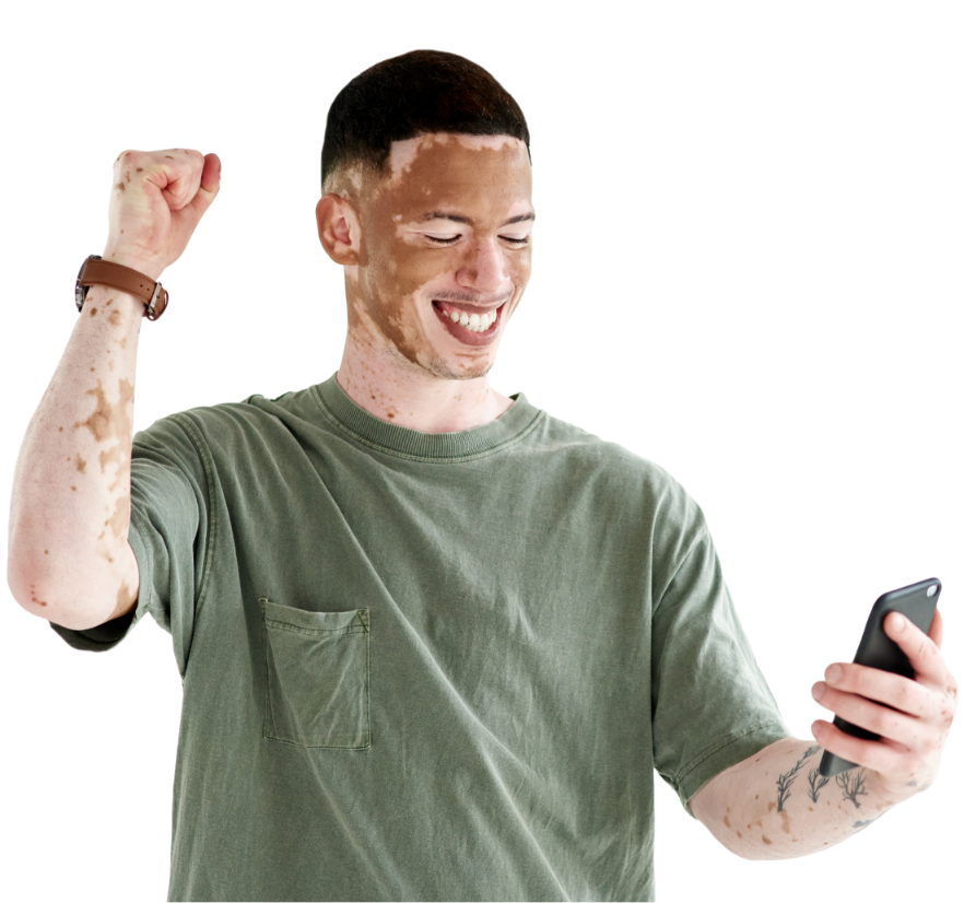 Guy Cheering Phone